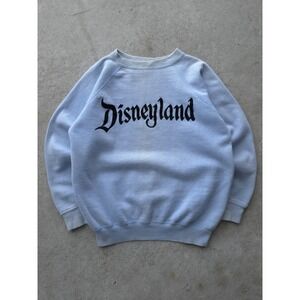 Vintage 1960s Disneyland Flock Print Raglan Sleeve Blue Crewneck Sweatshirt M